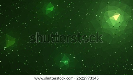 ABSTRACT BACKGROUND FLAT GREEN COLORFUL WITH POLYGONAL LOW POLY SHAPES CONECTED DOT PATTERN DESIGN VECTOR TEMPLATE 