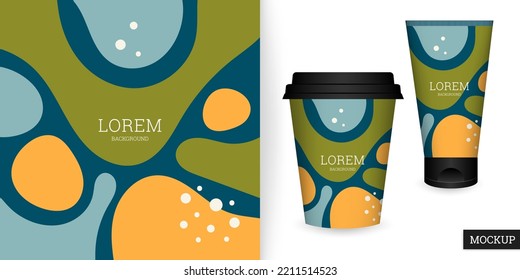Abstract background in flat style. Banner for beauty presentation. Template with colorful shapes. Vector illustration. Branding design for cosmetics cover, card, flyer, poster. Stock.