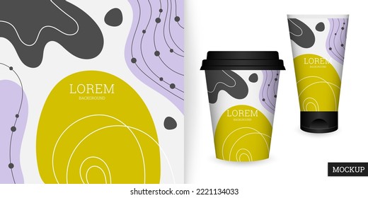 Abstract background in flat style. Banner for beauty presentation. Template with colorful shapes. Vector illustration. Branding design for cosmetics cover, card, flyer, poster. Stock.