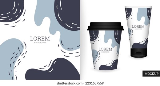Abstract background in flat style. Banner for beauty presentation. Template with colorful shapes. Vector illustration. Branding design for cosmetics cover, card, flyer, poster. Stock.