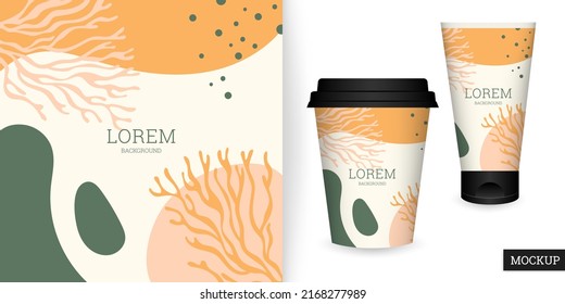 Fondo abstracto de estilo plano. Banner moderno para presentación de belleza. Plantilla con formas coloridas. Ilustración vectorial. Diseño de marca para portada de cosméticos, tarjeta, volante, afiche. Existencias.