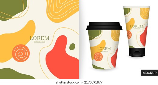 Abstract background in flat style. Modern banner for beauty presentation. Template with colorful shapes. Vector illustration. Branding design for cosmetics cover, card, flyer, poster. Stock.