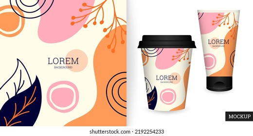 Abstract background in flat style. Modern banner for beauty presentation. Template with colorful wavy shapes. Vector illustration. Branding design for cosmetics cover, card, flyer, poster. Stock.
