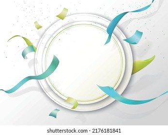 Abstract background with floating green ribbon and paper for shows the ECO and ESG concept - circle vector illustration graphic EPS 10