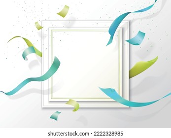 Fondo abstracto con cinta verde flotante y papel para muestra el concepto ECO y ESG - ilustración vectorial cuadrada gráfica EPS 10
