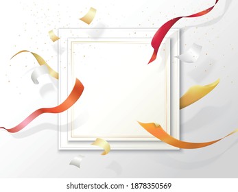 Abstract background with floating ribbon and paper for shows congratulation and happiness atmosphere that suit for the greeting card vector illustration graphic EPS 10
