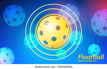 Abstract background of floorball balls. An elegant combination of blue and yellow colors.
