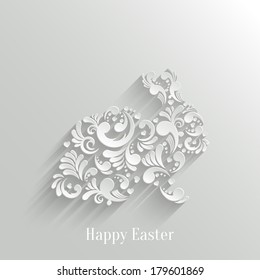 Abstract Background with Floral Easter Rabbit Bunny, Trendy Design Template