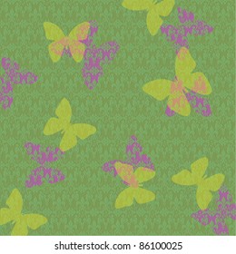 abstract background floral elements and butterflies