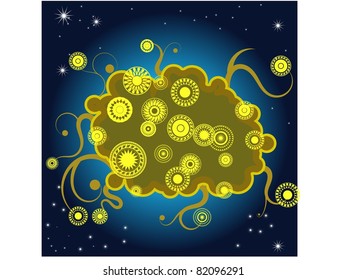 abstract  background with floral  elements and the stars