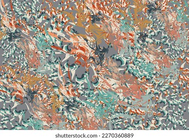 Abstract background with floral elements for textiles or fabric products. Beautiful colored splashes for covers, fashion trends, business, scrapbooking, posters, interior solution, etc. Autumn motifs