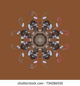 Abstract background with Floral Elements. Vector illustration. Vector winter pattern. Design on brown, gray and white colors.