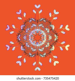 Abstract background with Floral Elements. Vector winter pattern. Design on orange, gray and white colors. Vector illustration.