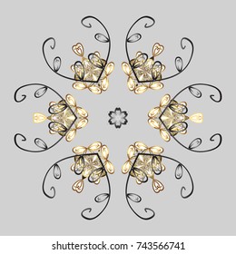 Abstract background with Floral Elements. Vector winter pattern. Design on gray, white and brown colors. Vector illustration.