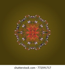 Abstract background with Floral Elements. Vector winter pattern. Design on brown, orange and purple colors. Vector illustration.