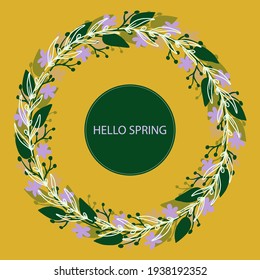 Abstract background. Floral frame. Spring greeting.
