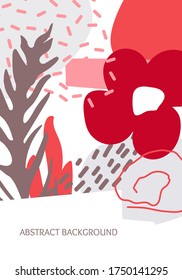 Abstract background floral of hand drawn shapes. Vertical backdrop closeup and space for text. Doodle objects organic elements. Great for banner, flyer, event invitation card. Vector illustration