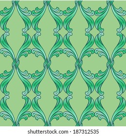 Abstract background with floral ornament in green shades