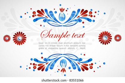 Abstract background with floral pattern of dark blue color