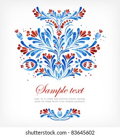 Abstract background with floral pattern of dark blue color