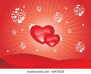 abstract background with floral pattern red heart