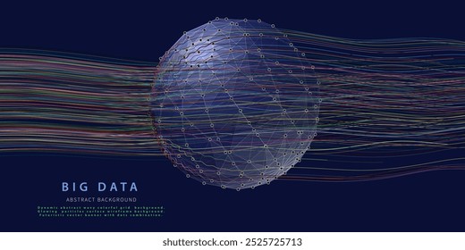 El flujo de fondo Abstractas alinea los datos de color con el análisis de la esfera en el ciberespacio. Para Anuncio en tecnología, negocios y ciencia.