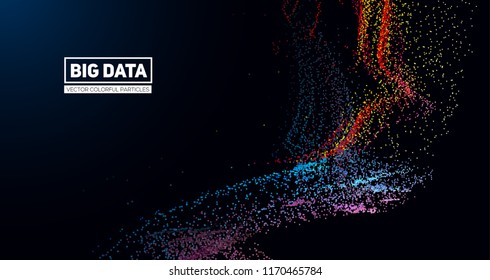 Abstract background from flow colorful particles. Equalizer for music, big data concept, futuristic infographic. Vector illustration