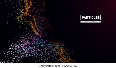 Abstract background from flow colorful particles. Equalizer for music, big data concept, futuristic infographic. Vector illustration