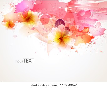 abstract background with flower   blots. floral cards for design