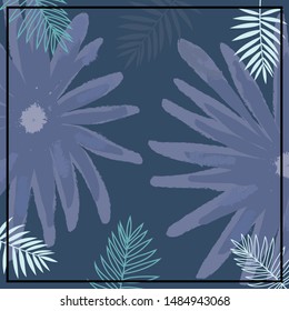 Abstract background with flower and leaf  for hijab, silk scarf pattern with leaf element, vector illustration