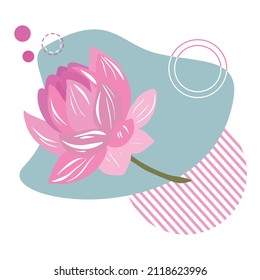 Fondo abstracto con flor. Lotus. Antecedentes, afiche, pancarta. Ilustración vectorial.