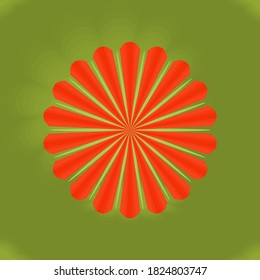 Abstract background with flower rays starburst, icon banner round on green lighting shadow wallpaper texture, art graphic design vector illustration patern seamless modern style