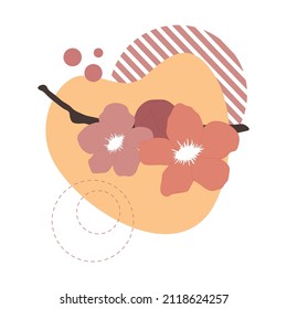 Fondo abstracto con flor. Sakura. Antecedentes, afiche, pancarta. Ilustración vectorial.