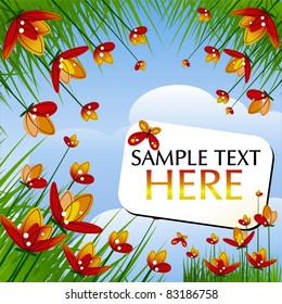 abstract background with flowers and banner