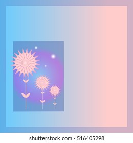 abstract background with flowers in blue and pink vector illustration