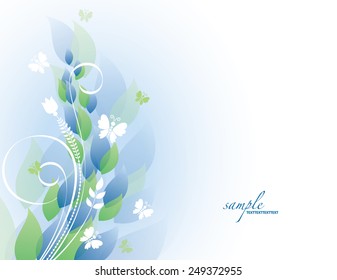 Abstract Background with Flowers and Butterflies.