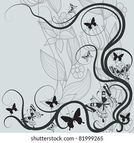 abstract background flowers and butterflies