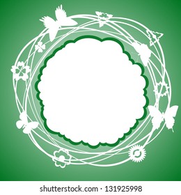 Abstract background with flowers and butterflies. Abstract image of a season.