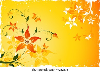 Abstract Background with flowers and butterfly for your design