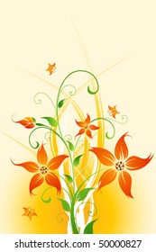 Abstract Background with flowers and butterfly for your design