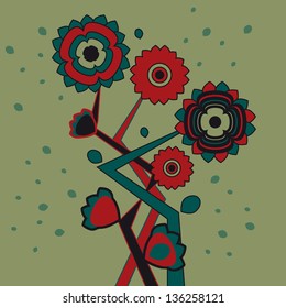 abstract background with flowers of different colors