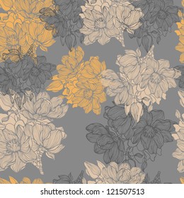 Abstract background flowers, fashion seamless pattern