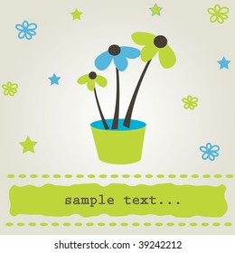  Abstract background with flowers for greeting card. Vector illustration