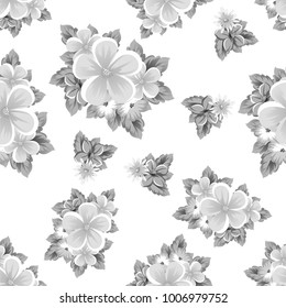 abstract background of flowers. Monochrome seamless pattern. For design postcards, greeting, invitation cards for birthday, Valentine's day, party, wedding. Vector illustration.