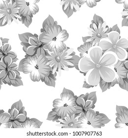 abstract background of flowers. Monochrome seamless pattern. For design postcards, greeting, invitation cards for birthday, Valentine's day, party, wedding. Vector illustration.