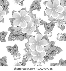 abstract background of flowers. Monochrome seamless pattern. For design postcards, greeting, invitation cards for birthday, Valentine's day, party, wedding. Vector illustration.