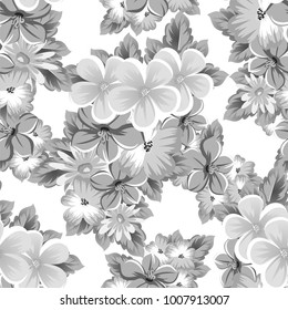 abstract background of flowers. Monochrome seamless pattern. For design postcards, greeting, invitation cards for birthday, Valentine's day, party, wedding. Vector illustration.