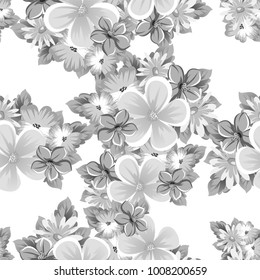 abstract background of flowers. Monochrome seamless pattern. For design postcards, greeting, invitation cards for birthday, Valentine's day, party, wedding. Vector illustration.