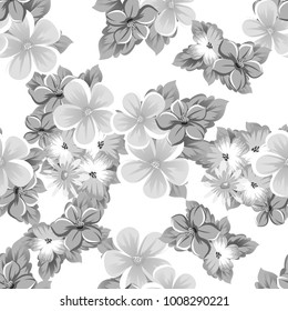 abstract background of flowers. Monochrome seamless pattern. For design postcards, greeting, invitation cards for birthday, Valentine's day, party, wedding. Vector illustration.