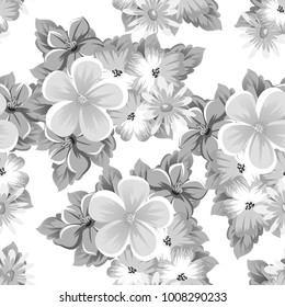 abstract background of flowers. Monochrome seamless pattern. For design postcards, greeting, invitation cards for birthday, Valentine's day, party, wedding. Vector illustration.